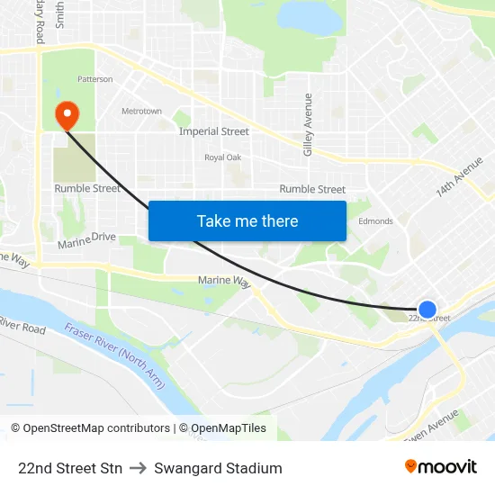 22nd Street Stn to Swangard Stadium map