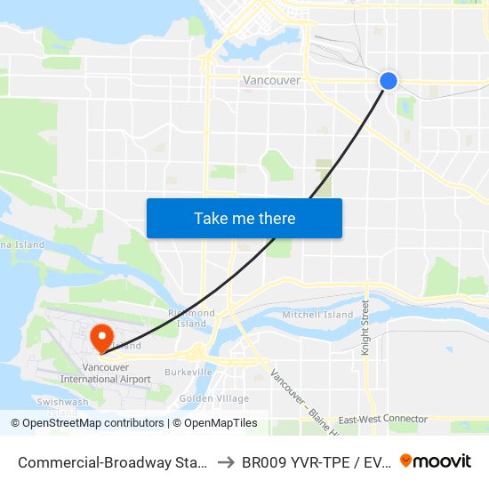 Commercial-Broadway Station @ Bay 5 to BR009 YVR-TPE / EVA Airways map