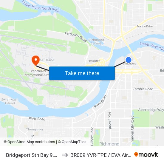 Bridgeport Stn Bay 9,10,11 to BR009 YVR-TPE / EVA Airways map