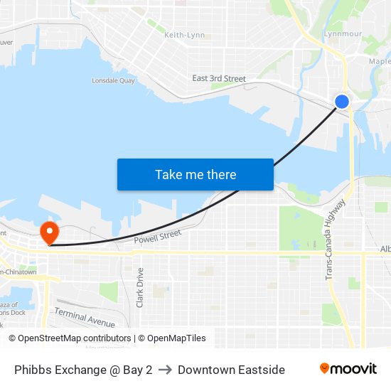 Phibbs Exchange @ Bay 2 to Downtown Eastside map