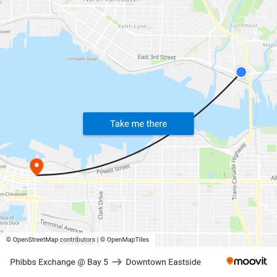 Phibbs Exchange @ Bay 5 to Downtown Eastside map