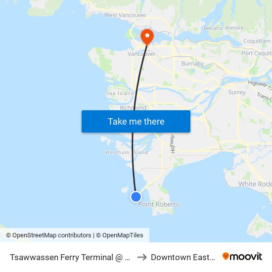 Tsawwassen Ferry Terminal @ Bay 2 to Downtown Eastside map