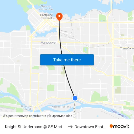 Knight St Underpass @ SE Marine Dr to Downtown Eastside map