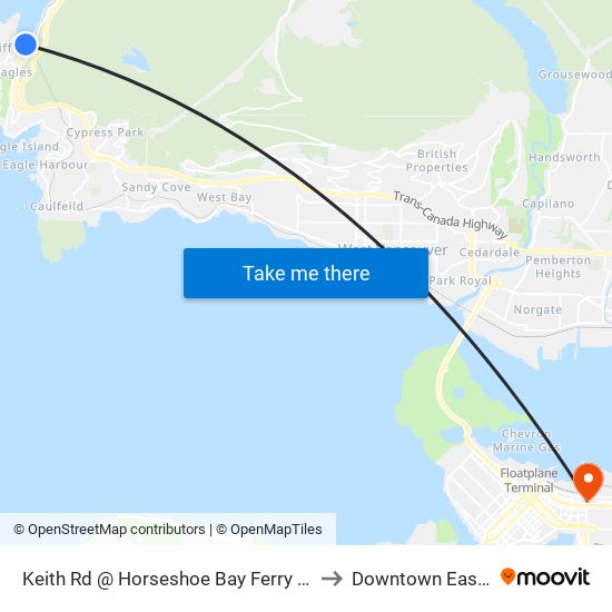 Keith Rd @ Horseshoe Bay Ferry Terminal to Downtown Eastside map