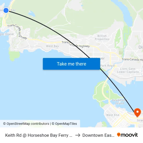 Keith Rd @ Horseshoe Bay Ferry Terminal to Downtown Eastside map