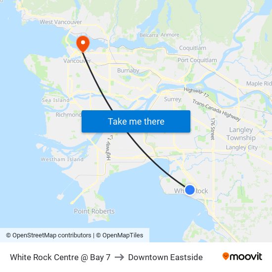 White Rock Centre @ Bay 7 to Downtown Eastside map