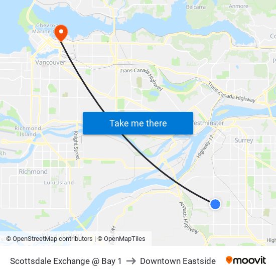 Scottsdale Exchange @ Bay 1 to Downtown Eastside map