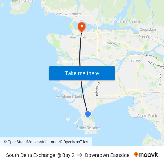 South Delta Exchange @ Bay 2 to Downtown Eastside map