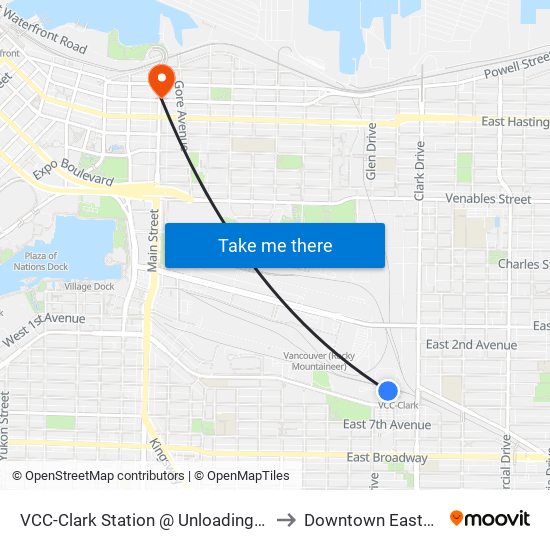 VCC-Clark Station @ Unloading Only to Downtown Eastside map