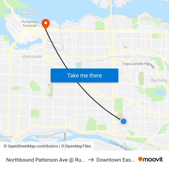 Northbound Patterson Ave @ Rumble St to Downtown Eastside map