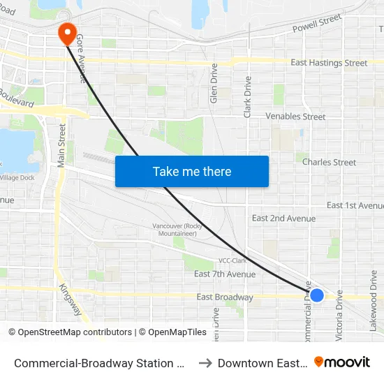 Commercial-Broadway Station @ Bay 5 to Downtown Eastside map