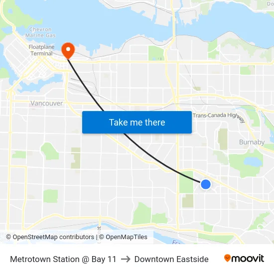 Metrotown Station @ Bay 11 to Downtown Eastside map