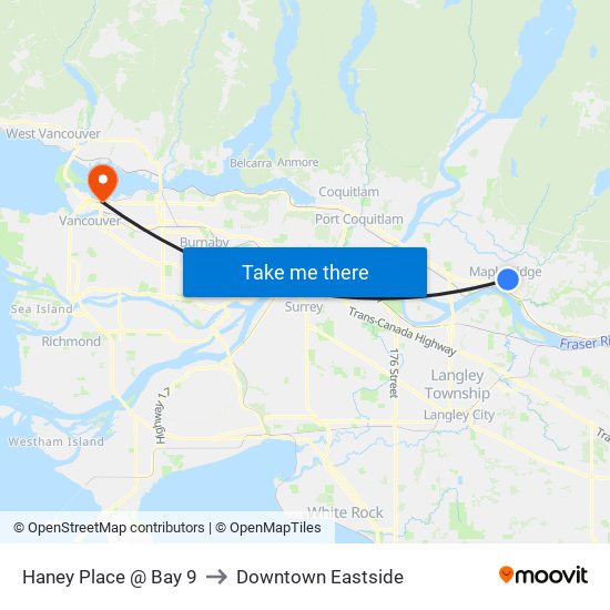 Haney Place @ Bay 9 to Downtown Eastside map