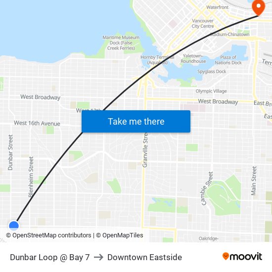 Dunbar Loop @ Bay 7 to Downtown Eastside map
