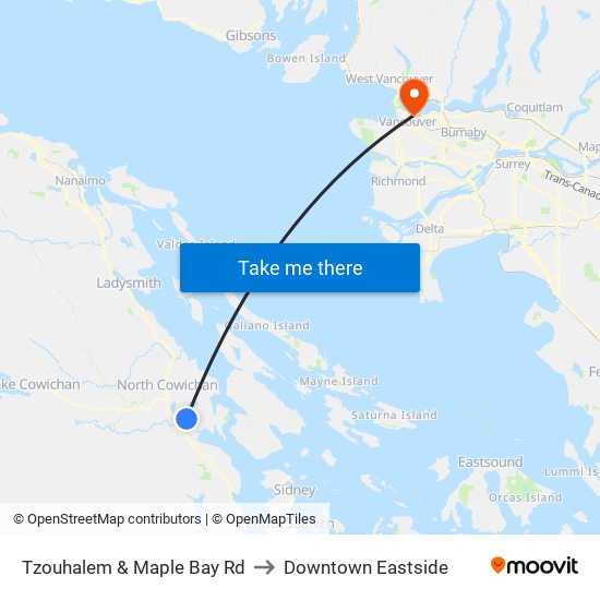 Tzouhalem & Maple Bay Rd to Downtown Eastside map