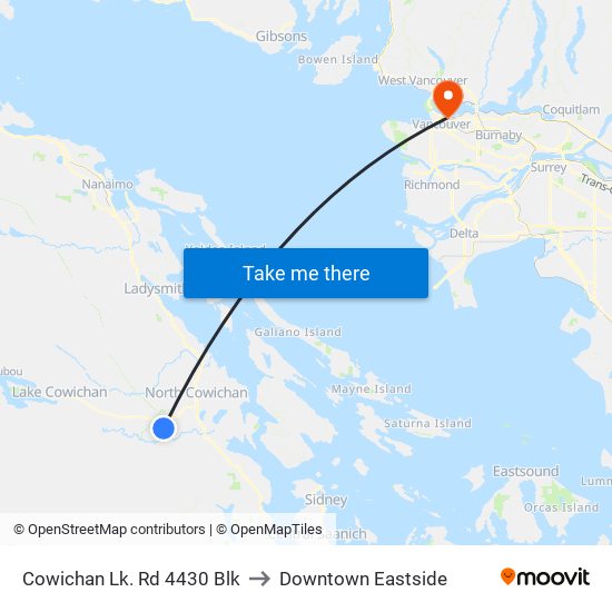 Cowichan Lk. Rd 4430 Blk to Downtown Eastside map