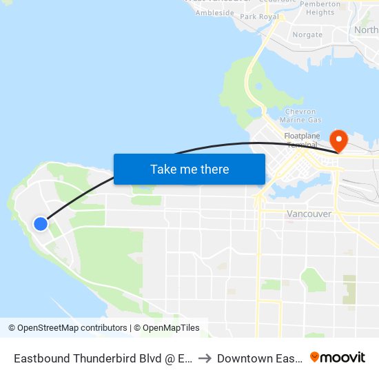 Eastbound Thunderbird Blvd @ Eagles Dr to Downtown Eastside map