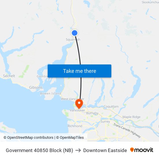 Government 40850 Block (NB) to Downtown Eastside map