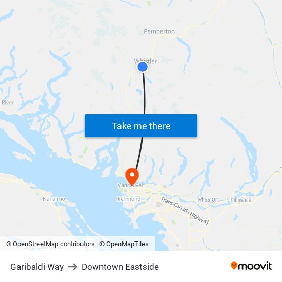 Garibaldi Way to Downtown Eastside map