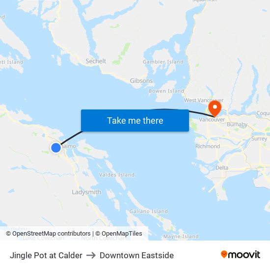 Jingle Pot at Calder to Downtown Eastside map