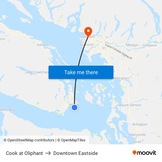 Cook at Oliphant to Downtown Eastside map
