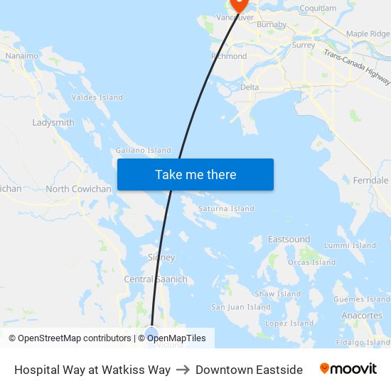 Hospital Way at Watkiss Way to Downtown Eastside map
