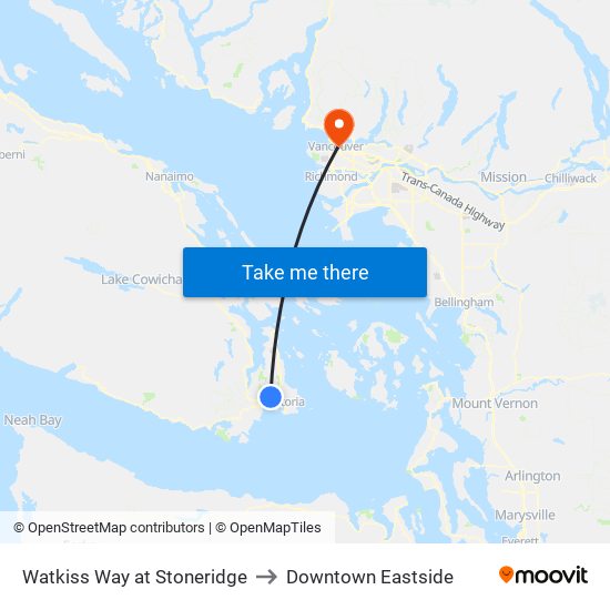 Watkiss Way at Stoneridge to Downtown Eastside map