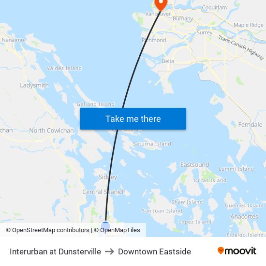 Interurban at Dunsterville to Downtown Eastside map