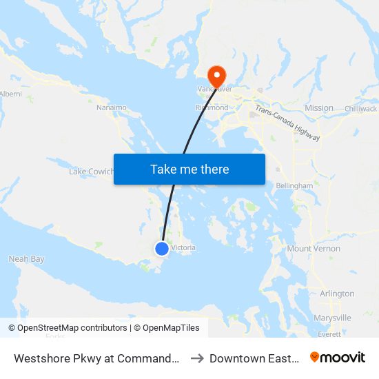 Westshore Pkwy at Commander Crt to Downtown Eastside map