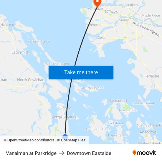 Vanalman at Parkridge to Downtown Eastside map