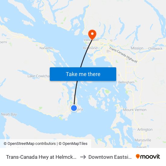 Trans-Canada Hwy at Helmcken to Downtown Eastside map