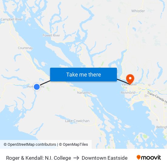 Roger & Kendall: N.I. College to Downtown Eastside map