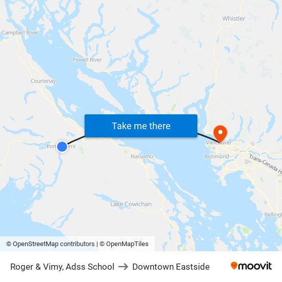 Roger & Vimy, Adss School to Downtown Eastside map