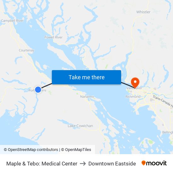 Maple & Tebo: Medical Center to Downtown Eastside map