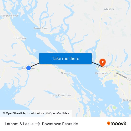 Lathom & Leslie to Downtown Eastside map