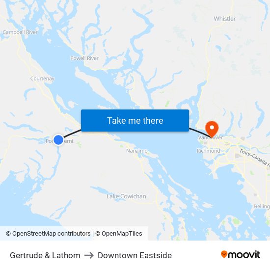 Gertrude & Lathom to Downtown Eastside map