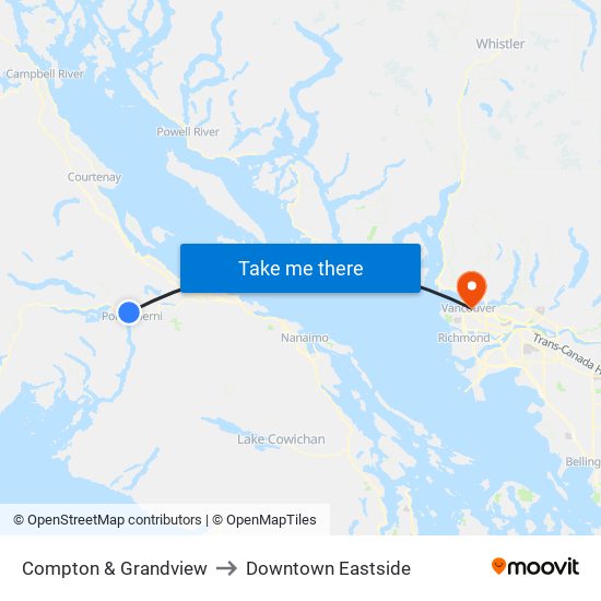 Compton & Grandview to Downtown Eastside map