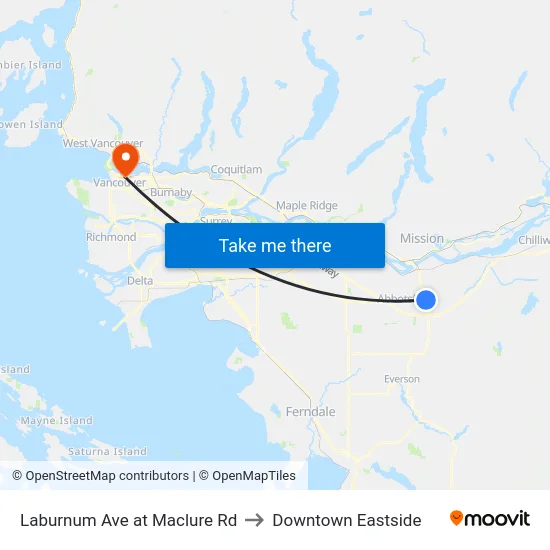 Laburnum Ave at Maclure Rd to Downtown Eastside map