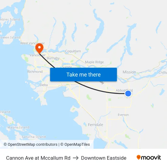 Cannon Ave at Mccallum Rd to Downtown Eastside map