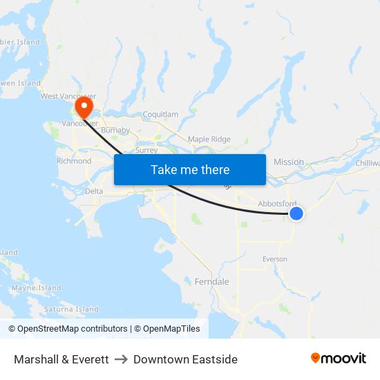 Marshall & Everett to Downtown Eastside map