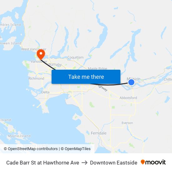 Cade Barr St at Hawthorne Ave to Downtown Eastside map