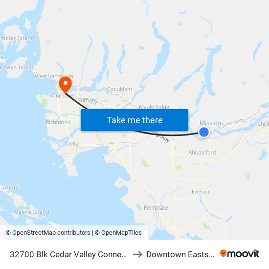 32719 Cedar Valley to Downtown Eastside map