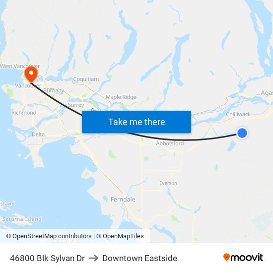 46800 Blk Sylvan Dr to Downtown Eastside map