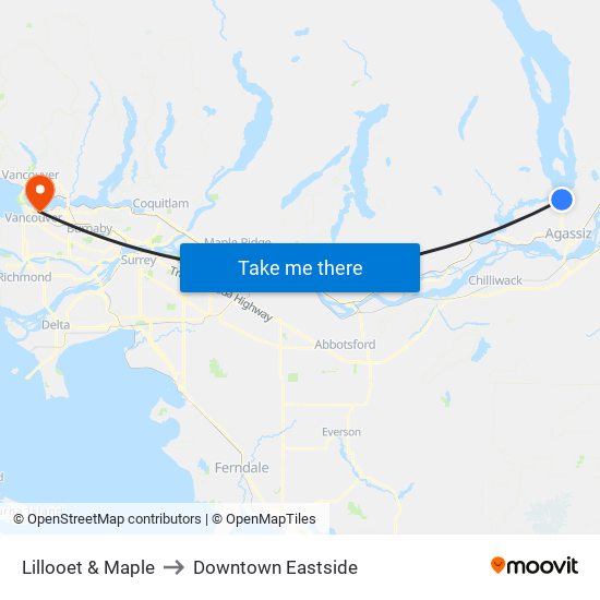 Lillooet & Maple to Downtown Eastside map