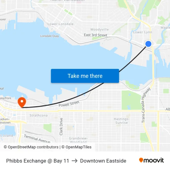 Phibbs Exchange @ Bay 11 to Downtown Eastside map