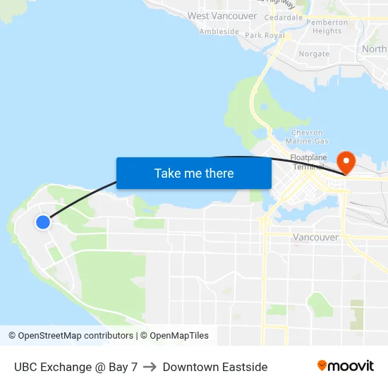 UBC Exchange @ Bay 7 to Downtown Eastside map