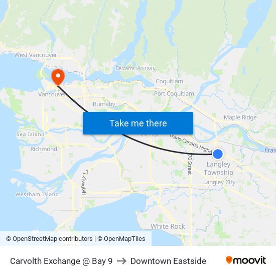 Carvolth Exchange @ Bay 9 to Downtown Eastside map