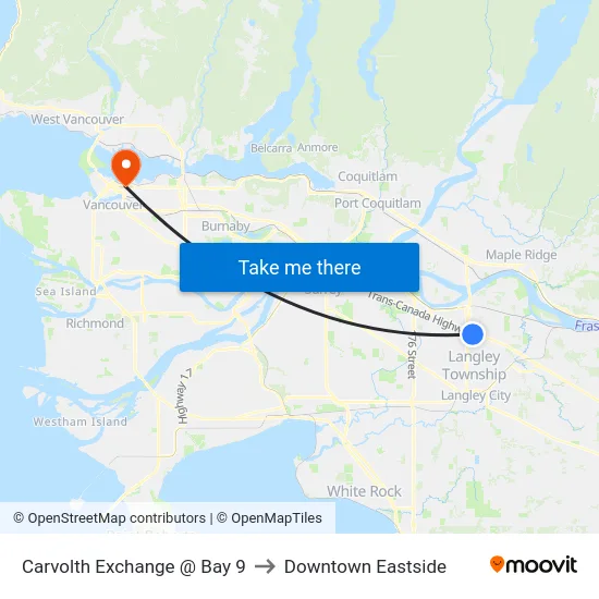 Carvolth Exchange @ Bay 9 to Downtown Eastside map