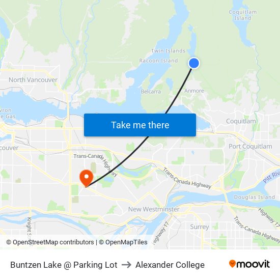 Buntzen Lake @ Parking Lot to Alexander College map