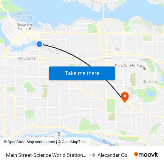 Main Street-Science World Station @ Bay 1 to Alexander College map